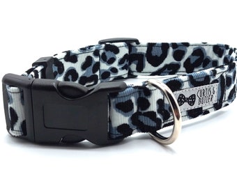 Grey leopard print babycord