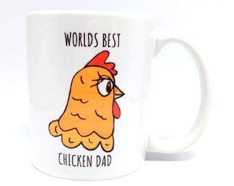 Funny Chicken Mug | Worlds Best Chicken Dad | Matching chicken mug and coaster set | Gift for Chicken Owner