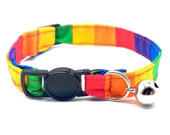 Cat Collar  - Rainbow LGBT stripe breakaway collar