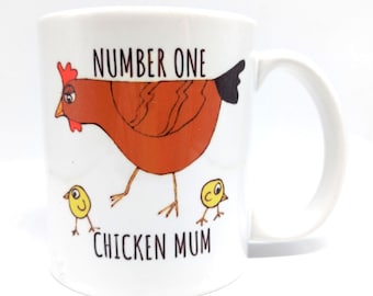 Funny Chicken Mug | Number One Chicken Mum | Matching chicken mug and coaster set | Gift for Chicken Owner