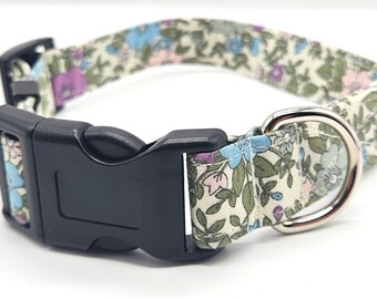 Lilac floral adjustable dog collar