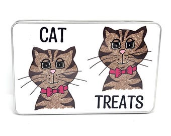 Tabby Cat metal treat tin