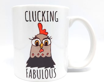 Funny Chicken Mug | Clucking Fabulous | Matching chicken mug and coaster set | Gift for Chicken Owner