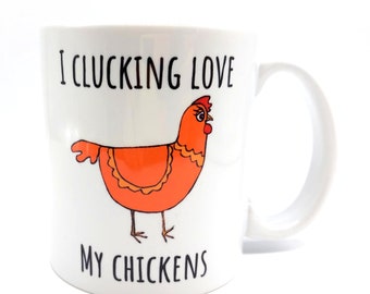 I Clucking Love My Chickens matching mug and coaster set
