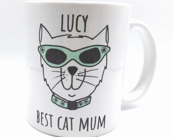 Personalised Best Cat Mum Mug | Personalised Mug and Coaster Set | Personalised Coaster