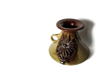 Mid century modern KADAN early Israeli wheel thrown studio pottery brown VASE, circa 1958