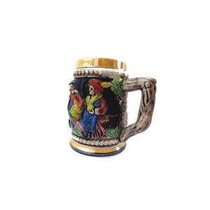 Ceramic vintage beer mug. German castle beer stein.