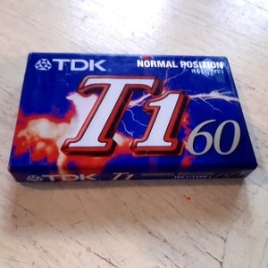 Vintage audio recording tape cassette,, TDK T1 60 audio cassette,  audiophile gift. Brand new sealed cassette.