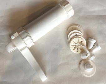 Vintage bakelite cookie maker, plastic 80's Gerda cookie press, cookie shooter, cookie gun