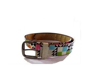 VINTAGE Art Deco Mid-Century Modern 70s 80s Leather Geometric Belt \\\\ S Geometric Original Vintage Belts for sale | eBay main image 2