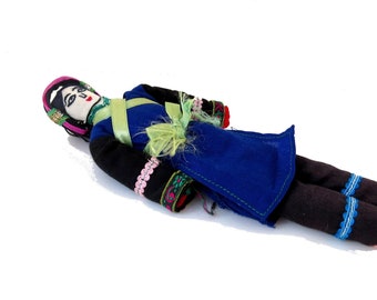 Ethnic tribal traditional chinese fabric cloth handmade colorful vintage doll
