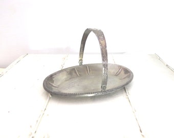Small 1963 soviet St Petersburg handled silver plated engraved HAPPY BIRTHDAY oval tray.