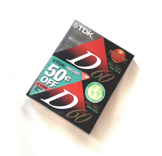 Set of two vintage audio cassettes, recording tape cassettes, low noise D60 double cassette pack, ECO pack