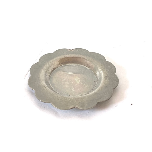 Small vintage delicate silver plated metal flower shaped plate, ring dish, a tea strainer filter stand