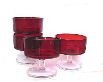 LUMINARC french vintage ruby red dessert ice cream cups