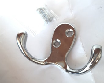 Nickel plated double metal small double school wall hook with screws