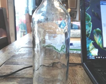Collectible vintage baby clear glass graduated 250 ml feeding bottle probably circa 1930's