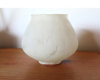 White marble small vintage lampshade light shade. White and clear glass lamp light shade.