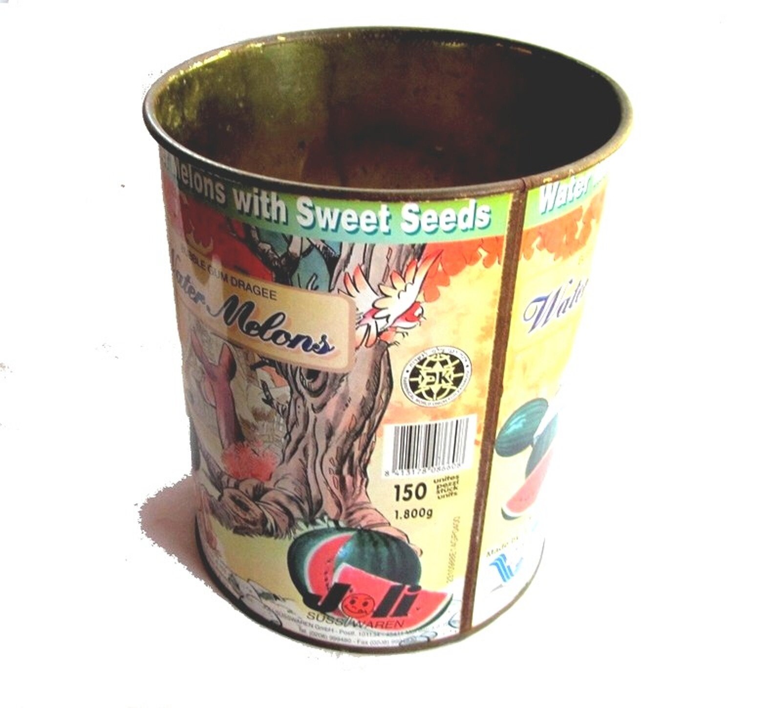 Large Tall Rusty Cylinder Spanish Vintage Water Melon Bubble Gum Candy