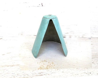 Light blue mid century modern delicate cone slanted lampshade with a slit