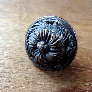 Brass ornate vintage drawer knob, swirl pattern desk dresser chest drawer knob.