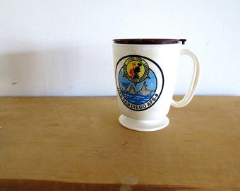 USA San Diego AFS 6, 1969 vintage 200th San Diego anniversary memorabilia, plastic coffee cup