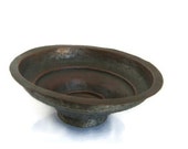 Vintage rustic small deep copper footed bowl.Partly tin plated.