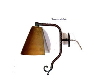 Upcycled vintage wall lamps, handmade from old copper and metal lamp parts. Rewired and working. Two available.