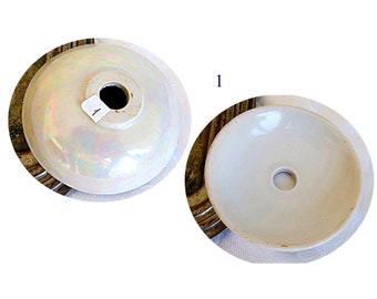 Vintage lusterware porcelain lighting parts, white aurora borealis luster china bobeches for lamp or chandelier