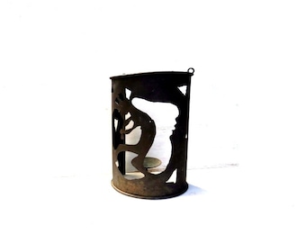 Native american KOKOPELLI iron rustic black wall hanging candle sconce