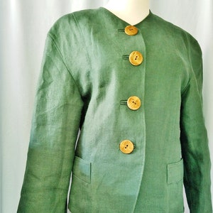 R GREEN LINEN Trachten Jacket Horn Buttons Size 38 8 - Etsy