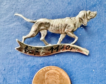 Vintage German HUNTING DOG HAT Pin, Souvenir Pin "Alpl 1170 m" Austria, Weimaraner, Hunting Jewelry, Oktoberfest, 1 5/8" wide,