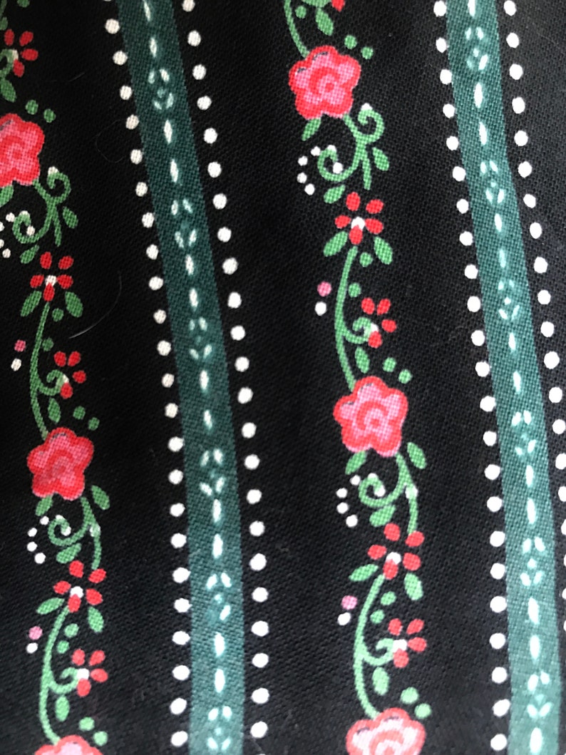 Fully Lined from Austria XL COTTON Skirt Trachten Dirndl Skirt 18 Pink Flowers 48 Black Floral Stripes 31 long Green Accents