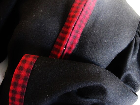 Wool TRACHTEN Dirndl JACKET, Black, Red Gingham T… - image 3