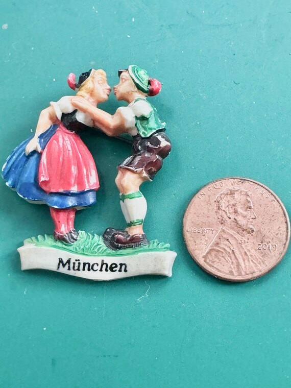 Vint German Hat Pin, KISSING OKTOBERFEST COUPLE, … - image 2