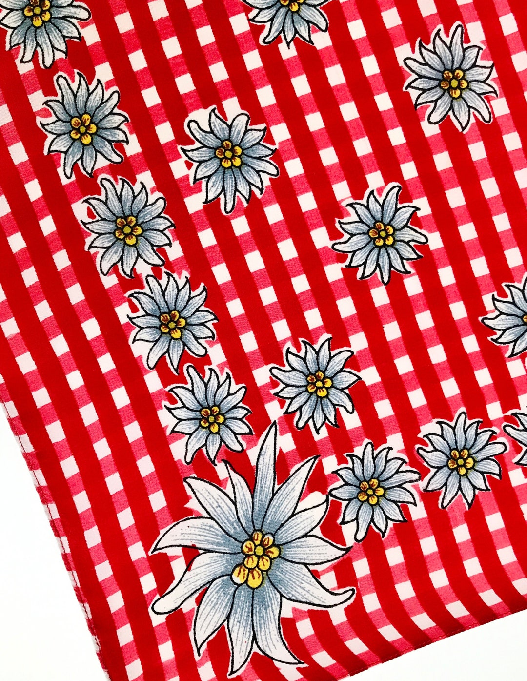 Silk EDELWEISS DIRNDL BANDANA Red Gingham 21 Square Etsy