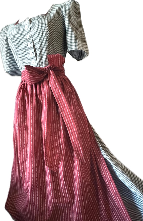 cotton dirndl dress Sage/light blue cotton dirndl