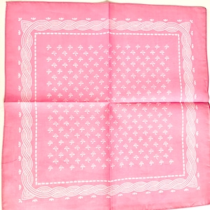 Cotton TRACHTEN DIRNDL POCKET Scarf, Dirndl Handkerchief, Austrian Trachten, Pink w White Folk Art Design, Oktoberfest, Vintage but new