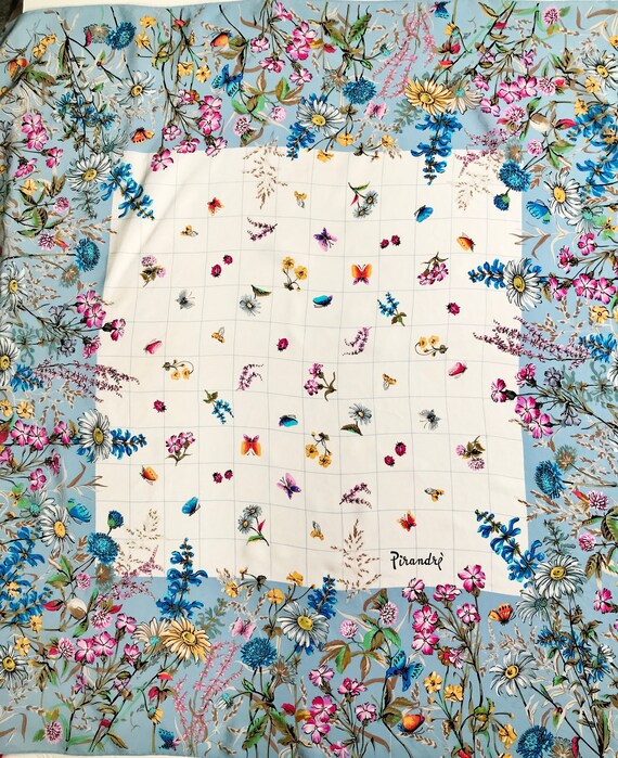 33" FRENCH WILDFLOWER MEADOW Silk Scarf, Pirandre… - image 1