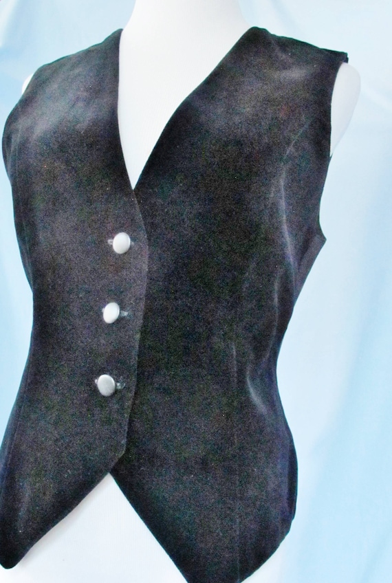 Black VELVET TRACHTEN Vest Waistcoat, Faux Belt an