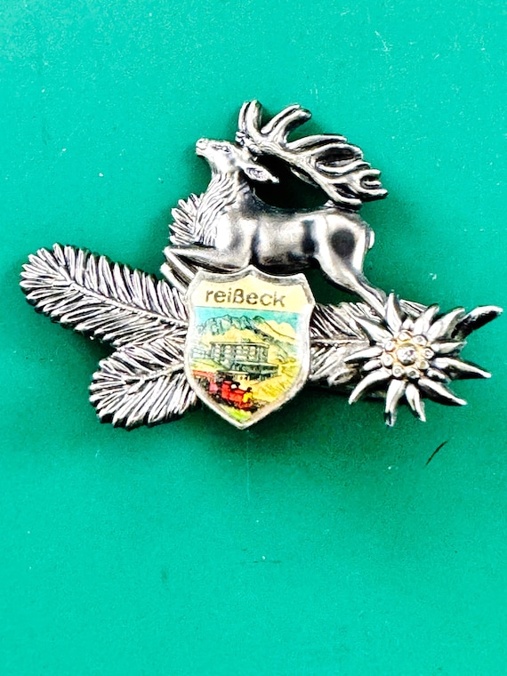 Old GERMAN HAT PIN, Art Deco Leaping Stag, Souveni
