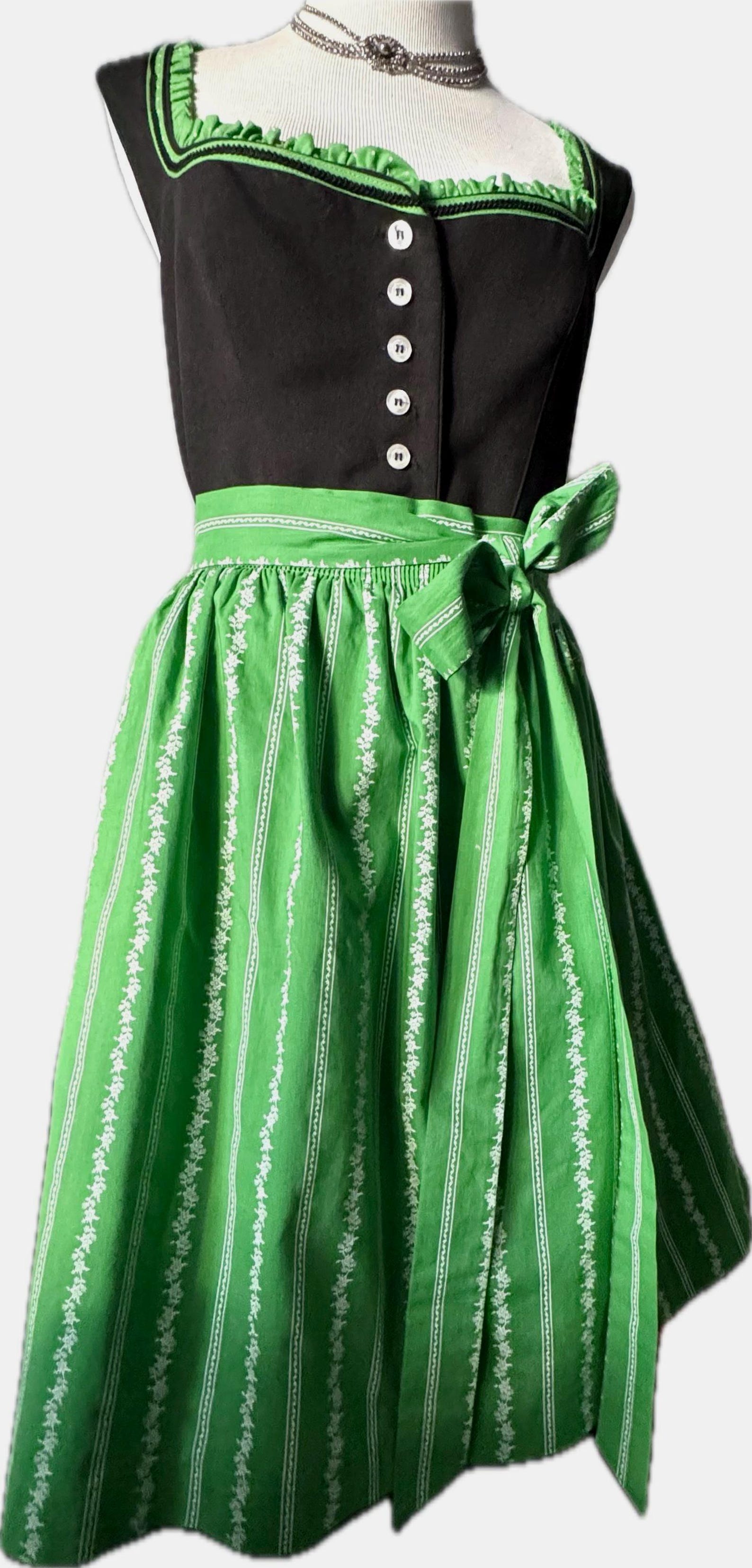 Sz 14 Black Green DIRNDL DRESS, Wichtlstube Oktoberfest Trachten, cotton & polyester
