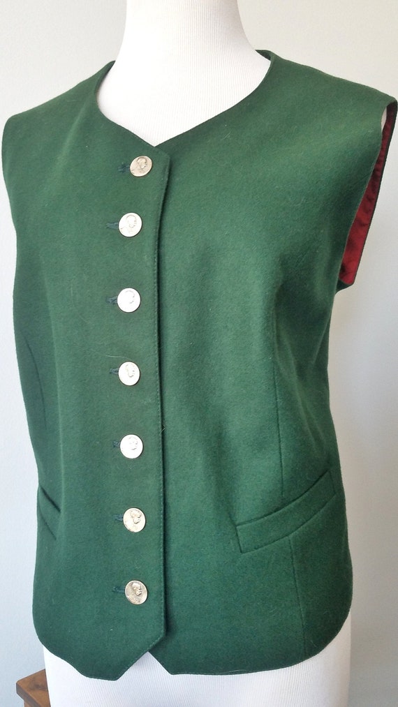 WOOL Emperor LODEN VEST, GreenTrachten Waistcoat, 