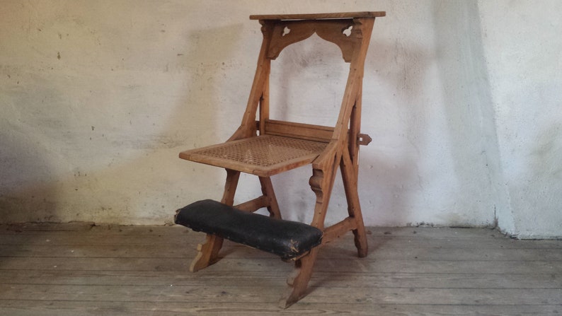 Church Pew Bench Antique Kneeling Chair Prayer Kneeler Church Pew Chair Meditation Stool Wood Prayer Chair Antique French Chair