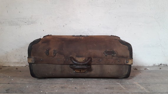 French Suitcase, French Travel Bag, Antique Linen