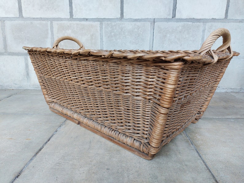 Large French Wicker Laundry Basket French Woven Willow Etsy