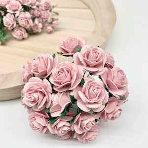 20 x fiori di carta di gelso rose aperte - 10 mm, 15 mm, 20 mm o 25 mm - rosa rosa