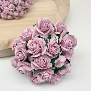 20 x Maulbeerpapier Blumen Offene Rosen - 10 mm, 15 mm, 20 mm oder 25 mm - Flieder
