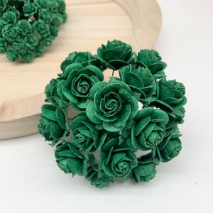 20 x fiori di carta di gelso rose aperte - 10 mm, 15 mm, 20 mm o 25 mm - verde oliva