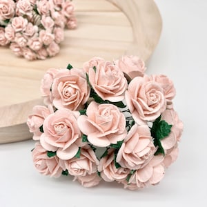 20 fiori di carta di gelso, rose aperte, 10 mm, 15 mm, 20 mm o 25 mm, rosa nebbioso
